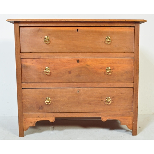 1669 - 1920's Arts & Crafts influenced walnut cottage chest of drawers. Raised on squared legs with a bank ... 