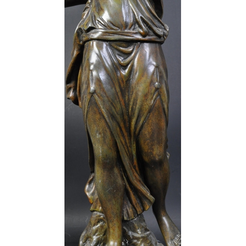 1680 - After P. Clodion, an Art Nouveau bronze figure of a classically draped maiden with a bunch of grapes... 