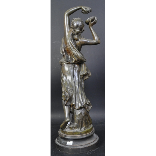 1680 - After P. Clodion, an Art Nouveau bronze figure of a classically draped maiden with a bunch of grapes... 