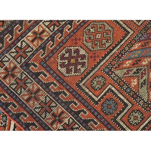 1817 - A vintage mid 20th century Persian Islamic Goltoch wool floor carpet rug with central geometric meda... 