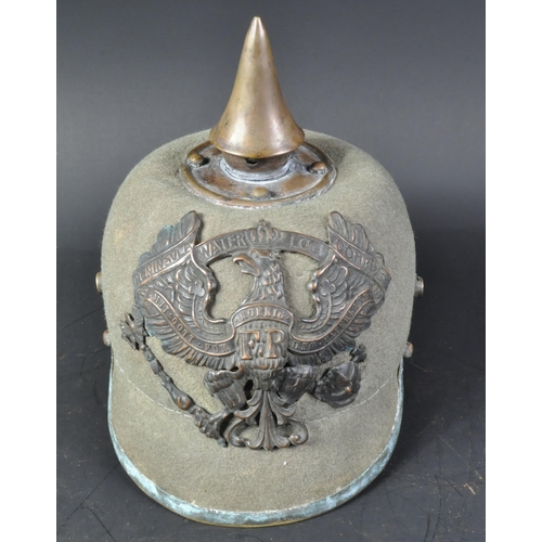 10 - A WWI First World War Imperial German Army / Prussian M15 pickelhaube uniform helmet. A felt constru... 