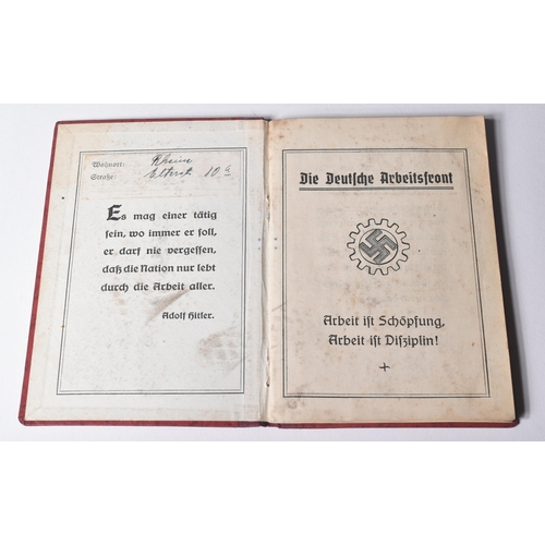 101 - An original WWII Second World War Third Reich Nazi German DAF Labour Front membership booklet. The b... 