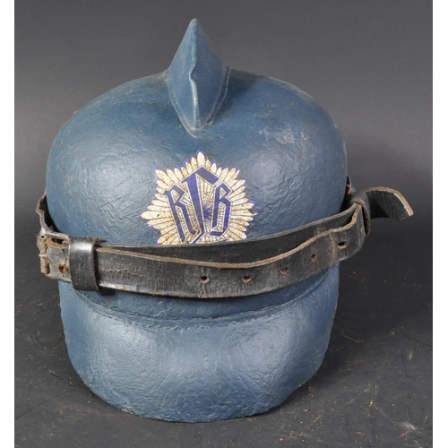 123 - A pre WWII Second World War (circa 1930) Third Reich Nazi German Air Raid Warden helmet. A painted b... 