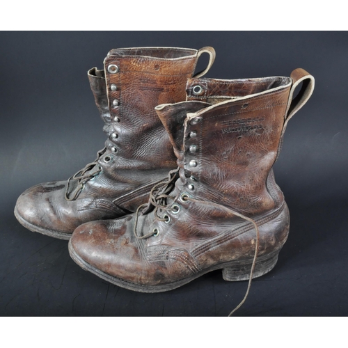 127 - A pair of vintage Canadian ' Pierre Paris ' made hobnailed mountaineering / logging / military boots... 