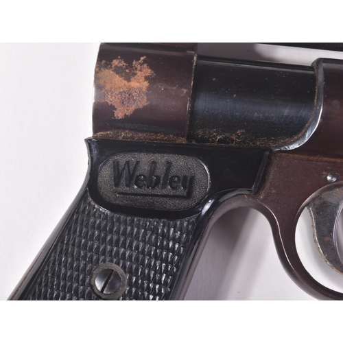 144 - An original vintage Webley Junior .177 calibre air pistol / gun. Chequered Bakelite grip with steel ... 