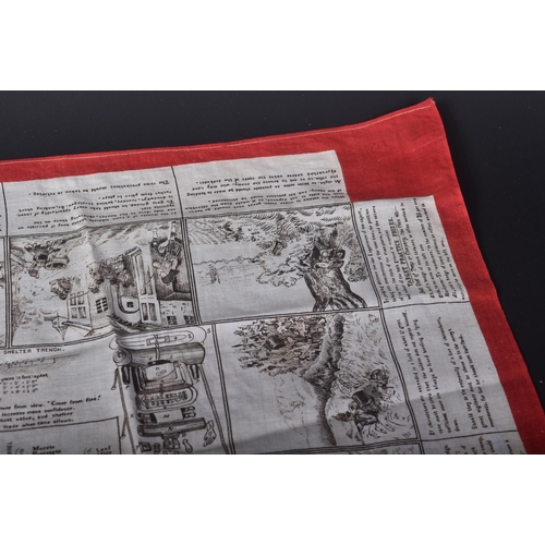 149 - A 19th Century Fulton's military handkerchief. White handkerchief with red border featuring black pr... 