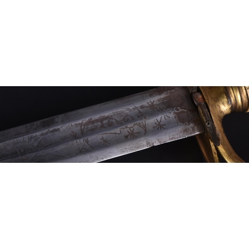 150 - An 18th Century Georgian (George III) Heavy Cavalry Officers transitional sword. Gilt lions head pom... 