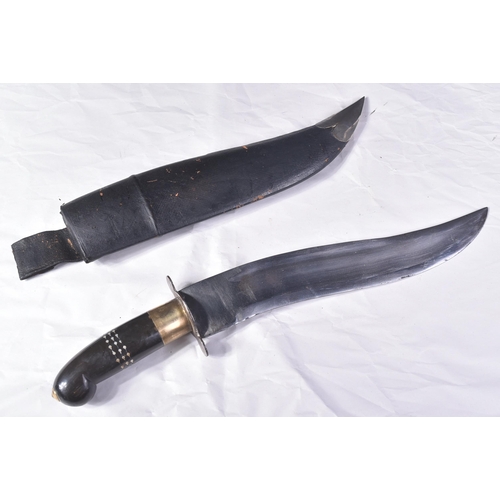 152 - A vintage Indian variation of a Nepalese / Gurkhas Kukri knife. The knife having a hooked pommel wit... 