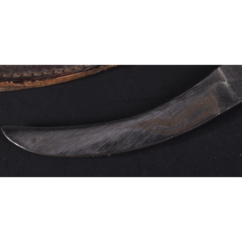 177 - A WWII Second World War RAF Royal Air Force Aircrew escape knife. The wooden handle with a curved bl... 