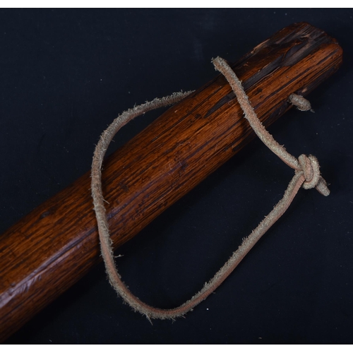 186 - A 19th Century Irish Shillelagh club / wooden truncheon carved into a weighted knob to the top and l... 