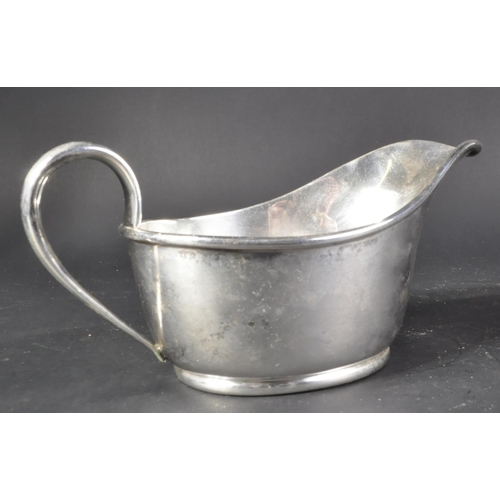 19 - A WWI First World War British RFC Royal Flying Corps silver plated officers mess gravy boat. Mappin ... 