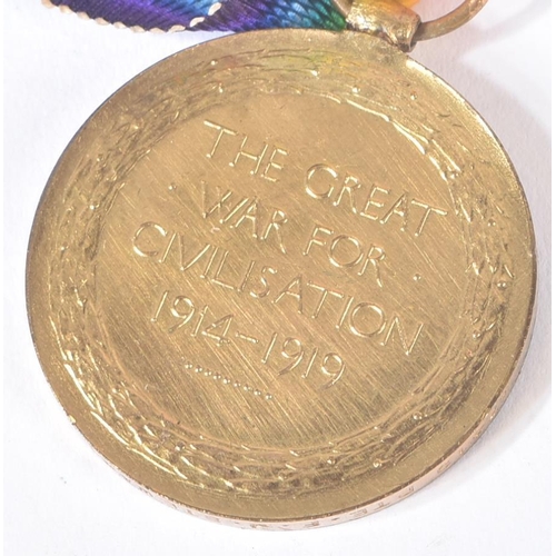 224 - A WWI First World War medal duo awarded to one 27319 Pte  F. J Stewart of the Dorset Regiment. Medal... 