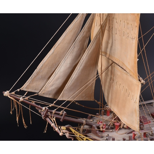 344 - From a Private Collection - a wooden model of a 19th Century tall ship / sailing ship / Galleon. Tri... 