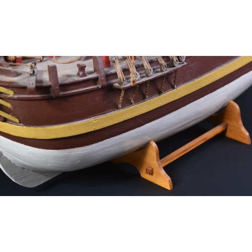 344 - From a Private Collection - a wooden model of a 19th Century tall ship / sailing ship / Galleon. Tri... 