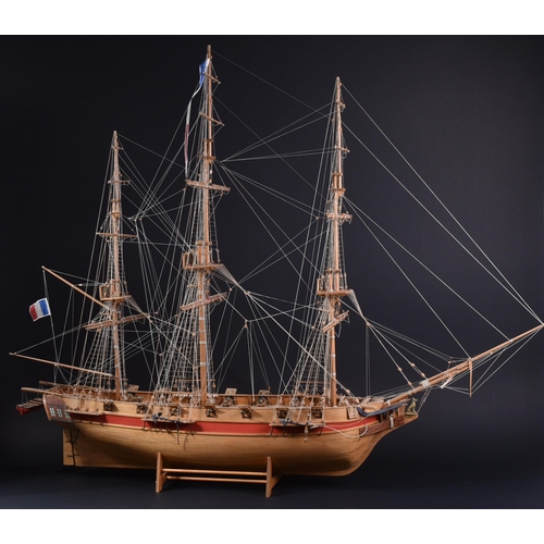 346 - From a Private Collection - a large hand built wooden model of an 18th Century French naval Galleon ... 