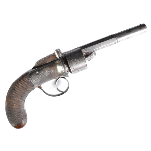 40 - A 19th Century Nock of London retailed pepperbox percussion six-shot transitional revolver pistol. E... 