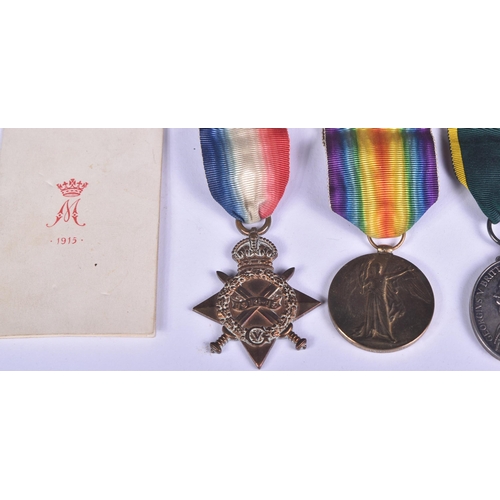 425 - A WWI First World War medal trio awarded to one 6156 Pte W. E. G Bartlett of The Gloucester Regiment... 