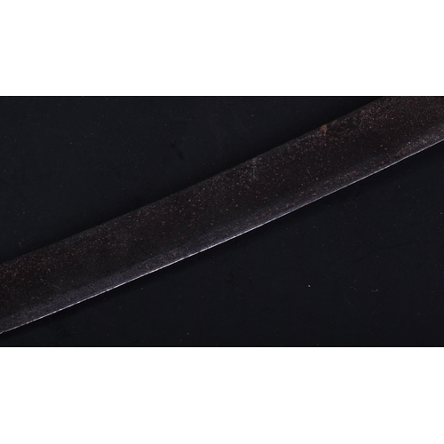 429 - An unusual 18th Century sword with a Tulwar style curved blade. The sword having a flat circular pom... 