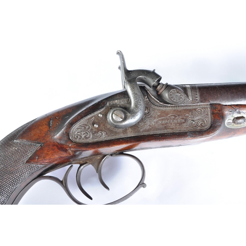 50 - A 19th Century c1840 Kehlner In Prag double barrelled percussion cap pistol. Profusely decorated iro... 