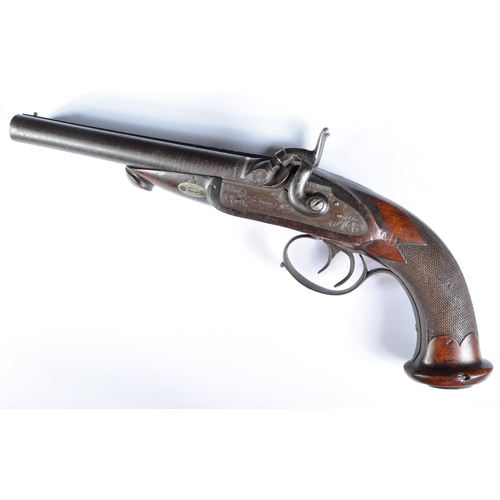 50 - A 19th Century c1840 Kehlner In Prag double barrelled percussion cap pistol. Profusely decorated iro... 