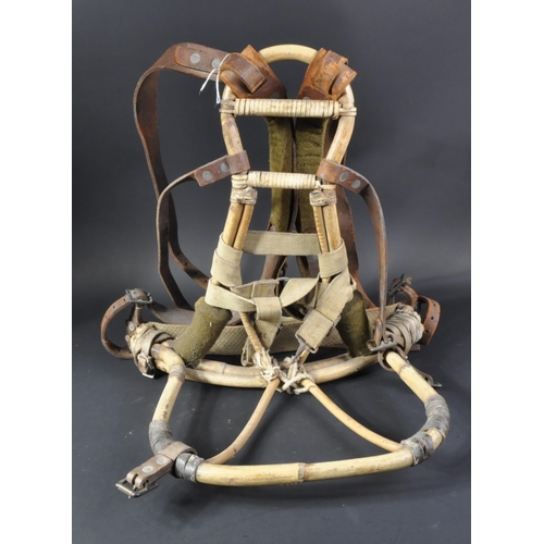 52 - A WWII Second World War believed US United States Army Mountain Troopers rucksack frame. Rattan fram... 