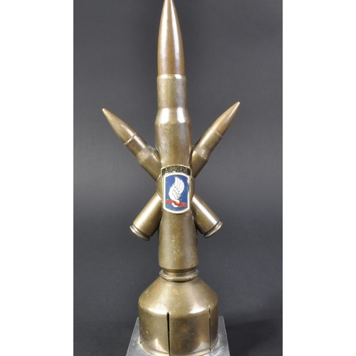 63 - A Vietnam War era US United States trench art dedicated to the 173rd Airborne Division. Formed from ... 