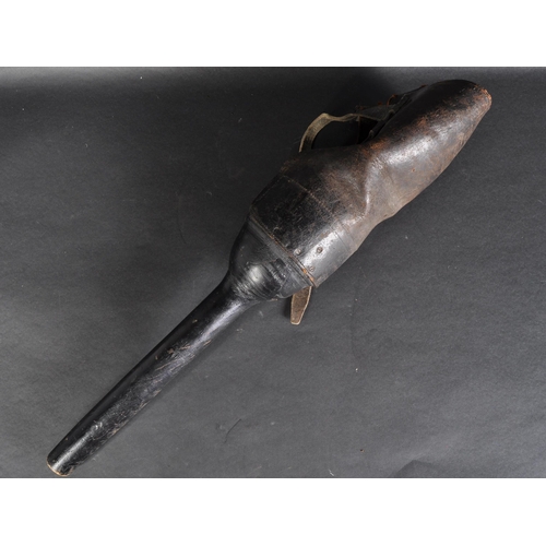 73 - An original 19th Century Victorian gentleman's artificial / prosthetic wooden peg leg with leather f... 