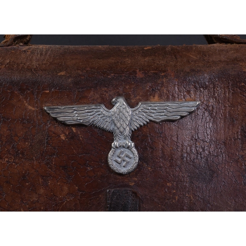 108 - A WWII Second World War Third Reich Nazi German Officers briefcase. Rigid brown leather construction... 