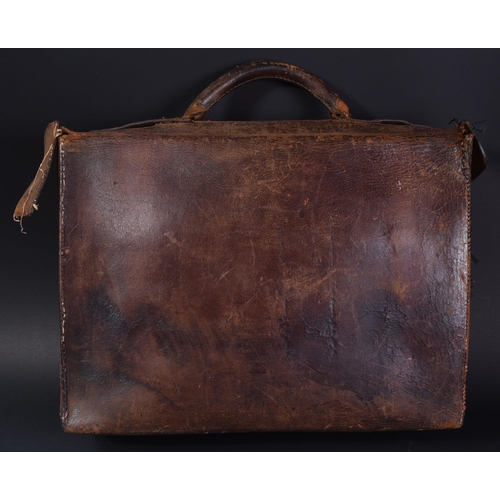 108 - A WWII Second World War Third Reich Nazi German Officers briefcase. Rigid brown leather construction... 