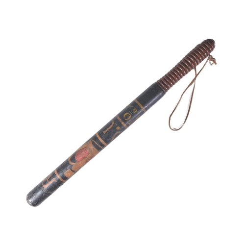 111 - A 19th century Victorian tipstaff / truncheon with ebonised wooden shaft and a turned ribbed handle.... 