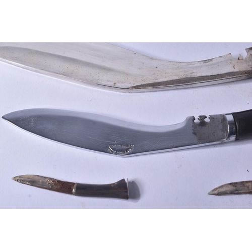 139 - Two vintage Nepalese / Gurkha Regiment Kukri knife dagger. Both examples with white metal capped pom... 