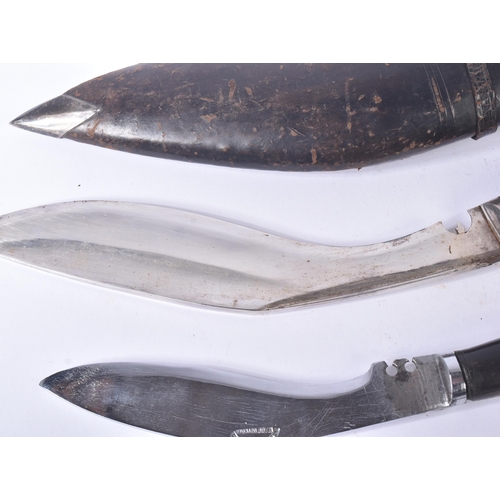 139 - Two vintage Nepalese / Gurkha Regiment Kukri knife dagger. Both examples with white metal capped pom... 