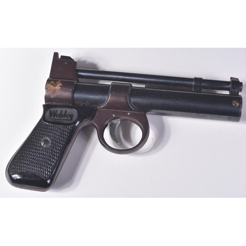 144 - An original vintage Webley Junior .177 calibre air pistol / gun. Chequered Bakelite grip with steel ... 