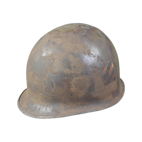 16 - A WWII Second World War US United States Army 3rd Infantry Division helmet. A swivel bale example re... 