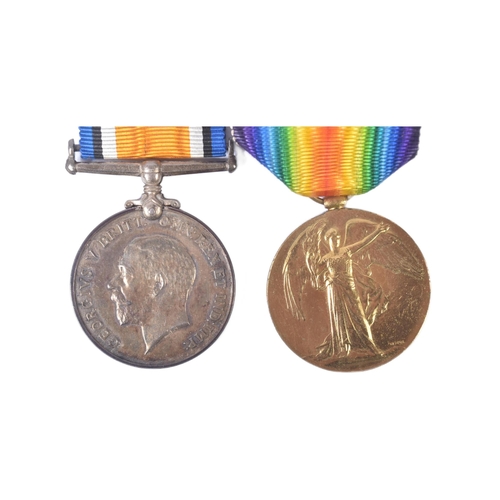 224 - A WWI First World War medal duo awarded to one 27319 Pte  F. J Stewart of the Dorset Regiment. Medal... 