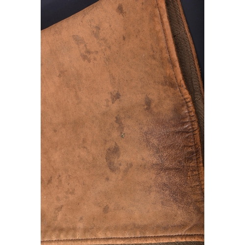 24 - An original WWII Second World War 1942 dated British Army Officers brown leather jerkin. The single-... 