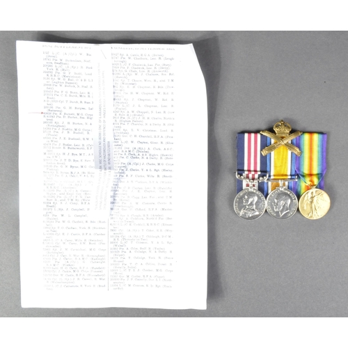 25 - A WWI First World War British medal group awarded to one 63626 Pte Edison Burnett of the 4th Machine... 