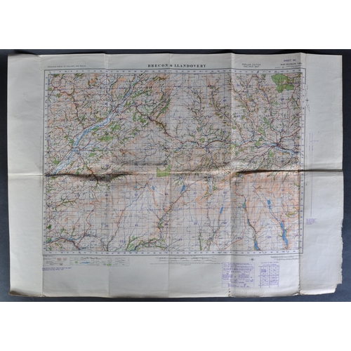 263 - An original WWII Second World War Ordnance Survey Map. Brecon and Llandovery 1940. OS sheet 90. Scal... 