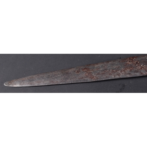 286 - A 19th Century Central Africa / Cameroon tribal sword. The sword having a clad leather grip with met... 