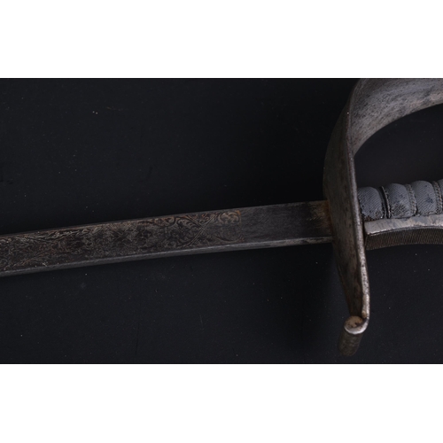 307 - A 19th Century Guatemalan cavalry sword with Toledo blade. The sword having a dome shaped pommel, ra... 