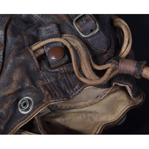 326 - An original WWII Second World War RAF Royal Air Force Type C pilots flying helmet. Brown leather cha... 