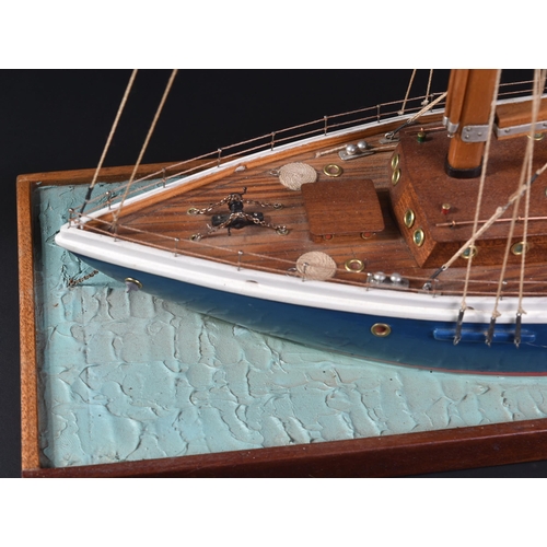 342 - From a Private Collection - a scratch built model of a small sailing boat / Ketch. Double-masted, wi... 