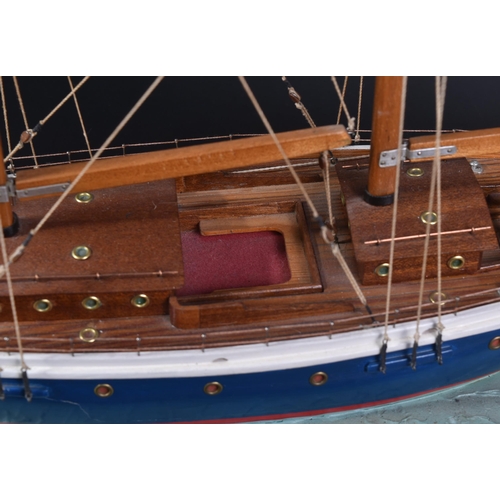 342 - From a Private Collection - a scratch built model of a small sailing boat / Ketch. Double-masted, wi... 