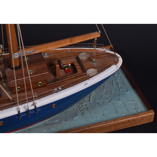 342 - From a Private Collection - a scratch built model of a small sailing boat / Ketch. Double-masted, wi... 