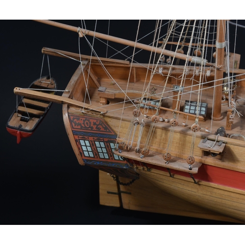 346 - From a Private Collection - a large hand built wooden model of an 18th Century French naval Galleon ... 