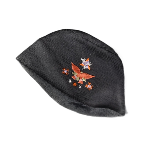 347 - A vintage Nepalese / Dhaka Topi hat attributed to a Gurkha. Dark blue cloth fabric with x2 embroider... 