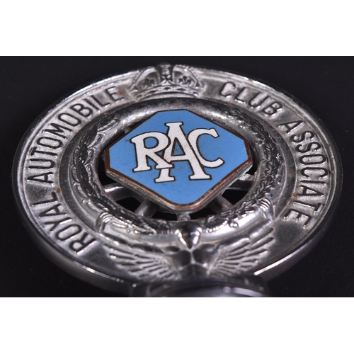 348 - A vintage RAC Royal Automobile Club Associate members car badge / mascot. Chrome finish metal with a... 