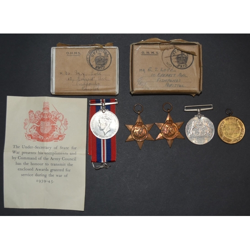 364 - Bristol interest - a WWII Second World War medal group awarded to a Bristol (Fishponds) resident alo... 