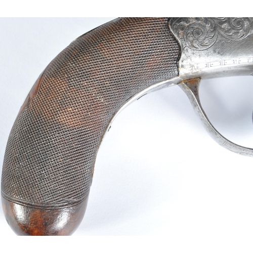 40 - A 19th Century Nock of London retailed pepperbox percussion six-shot transitional revolver pistol. E... 