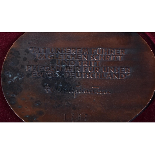 419 - A pre-WWII Second World War interest Third Reich Nazi Germany related metal plaque for 'Deutschlandf... 